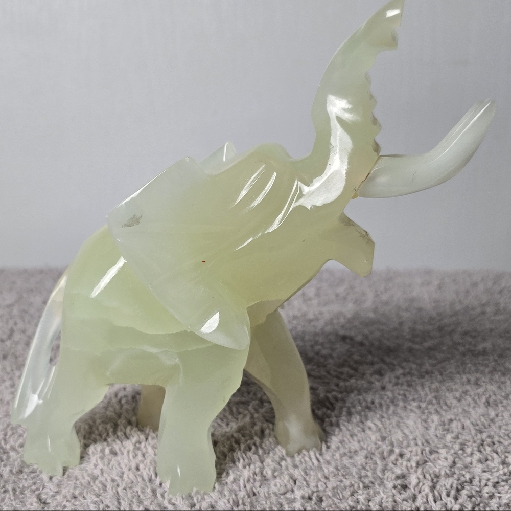 Elegant Vintage Hand Carved Quartz Elephant Figurine